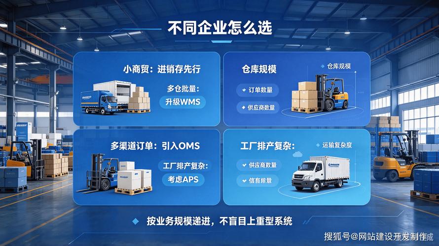 多仓库,多批次管控:升级 wms;电商多渠道接单:增加 oms;工厂需要优化